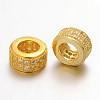 Brass Micro Pave Clear Cubic Zirconia European Beads ZIRC-L037-16G-FF-1