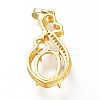 Brass Micro Pave Clear Cubic Zirconia Open Back Bezel Pendant Cabochon Settings ZIRC-I049-09G-2