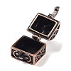 Carved Cuboid Rack Plating Brass Prayer Box Pendants KK-L101-16R-NF-6