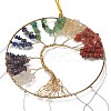 Chakra Flat Round with Tree of Life Wire Wrapped Wind Chimes HJEW-H054-01-2