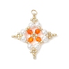 Glass Seed Beaded Star Pendants PALLOY-MZ01165-04-1