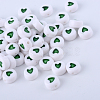Opaque Acrylic Heart Letter Beads X-SACR-Q126-07-2