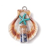 14Pcs 14 Styles Natural Scallop Shell Beads with Glass Jar Glass Bottles Stone Pendants PALLOY-JF03564-4