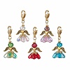Alloy Glass Flowers Pendant Decorations HJEW-MZ00207-2