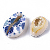 Printed Natural Cowrie Shell Beads X-SSHEL-R047-01-D06-3
