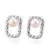 Brass Natural Pearl Stud Earrings PEAR-N020-05U-1