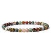 4mm Round Natural Indian Agate Beads Bracelet for Men KG3069-20-1