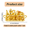 2 Sets 2 Colors Alloy Teacup & Saucer & Teapot Set AJEW-GO0001-72-2