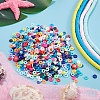 18 Strands 18 Colors Flat Round Handmade Polymer Clay Beads Strands CLAY-SZ0001-77-4
