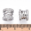 Rhodium Plated 925 Sterling Silver Micro Pave Cubic Zirconia Beads STER-T004-91P-3