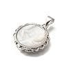 Brass with Natural Shell Carved Pendants KK-Z091-05P-01-2
