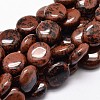 Flat Round Natural Mahogany Obsidian Bead Strands G-L291-14-1