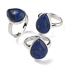 Natural Lapis Lazuli Teardrop Adjustable Rings RJEW-K371-08S-09-1