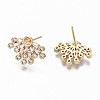 Brass Micro Pave Clear Cubic Zirconia Earring Findings KK-S356-129G-NF-2