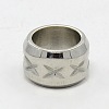 Tarnish Resistant 304 Stainless Steel Large Hole Column Carved X-shape Beads STAS-G037-06-1