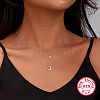 Anti-Tarnish Rhodium Plated 925 Sterling Silver Double Layer Necklaces AZ0813-5