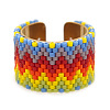 Adjustable Bohemian Style 304 Stainless Steel and Glass Seed Beads Cuff Rings FS-WG09053-14-1