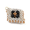 Faceted Round Synthetic Blue Goldstone & Handmade Glass Seed Beaded  Pendants PALLOY-MZ00757-01-4