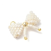 Glass Seed Beaded Bowknot Pendants PALLOY-MZ00564-01-3