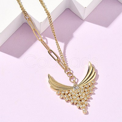 304 Stainless Steel Micro Pave Clear Cubic Zirconia Pendant Necklaces for Women LS-NJEW-Z103-01G-07-1