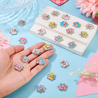 24Pcs 6 Colors Alloy Enamel Connector Charms FIND-TA0009-52-1