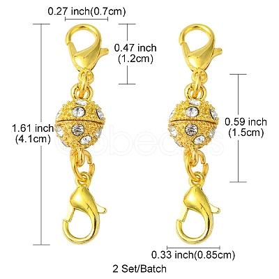1Pc Alloy Crystal Rhinestone Magnetic Clasps ALRI-YW0001-11G-1