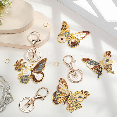 DIY Alloy Enamel Butterfly Pendants Keychain Making Kits DIY-SP0003-10D-1