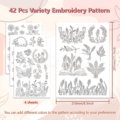 4 Sheets 11.6x8.2 Inch Stick and Stitch Embroidery Patterns DIY-WH0455-171-1