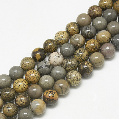 Natural Dendritic Jasper Beads Strands G-S300-123-6mm-1