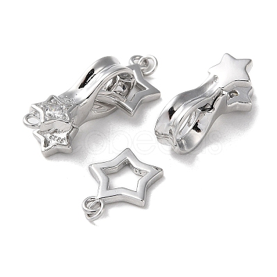 Rhodium Plated 925 Sterling Silver Fold Over Clasps STER-D005-10P-1