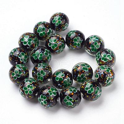 Handmade Inner Flower Lampwork Beads Strands LAMP-L072-D03-1