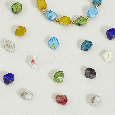 120Pcs 10 Colors Handmade Gold Sand Lampwork Beads Strands LAMP-PA0001-13-1