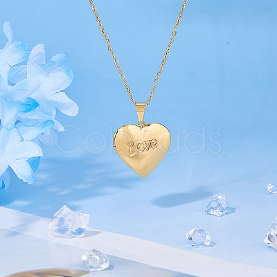 304 Stainless Steel Heart Locket Pendant Necklaces for Photo NJEW-WH0020-97E-1