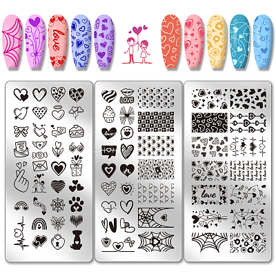 Stainless Steel DIY Nail Art Templates MRMJ-WH0092-095-1