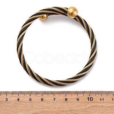 304 Stainless Steel Torque Bangles for Women BJEW-P310-19MC-1