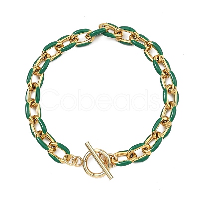 304 Stainless Steel Enamel Cable Chain Bracelets for Women BJEW-JB13595-1