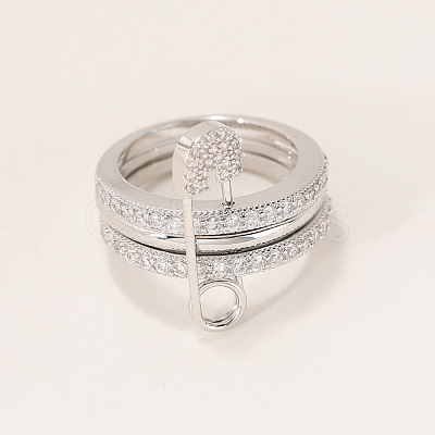 Brass Micro Pave Cubic Zirconia Finger Rings FA7520-4-1