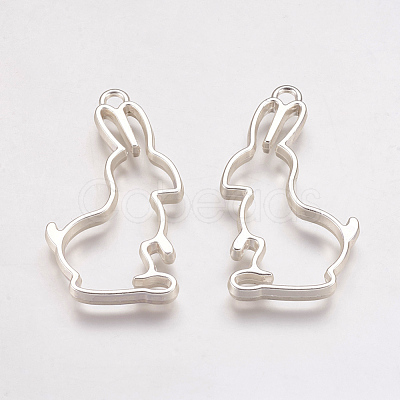 Matte Style Alloy Rabbit Bunny Open Back Bezel Pendants PALLOY-S047-41B-FF-1