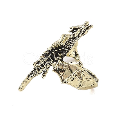 Dragon Alloy Open Cuff Rings for Women Men RJEW-A045-02AB-1