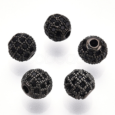 Rack Plating Brass Cubic Zirconia Beads ZIRC-S001-6mm-B04-1