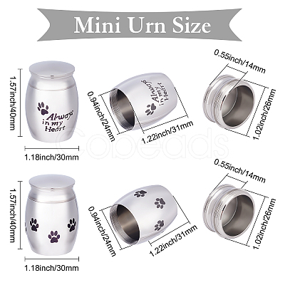 2Pcs 2 Style 316 Stainless Steel Pet Cinerary Casket AJEW-CN0001-20A-1