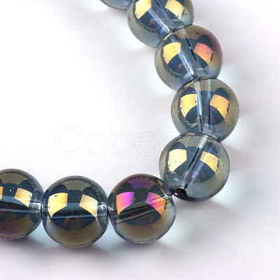 Electroplate Glass Beads Strands EGLA-Q062-8mm-A03-1