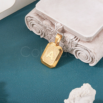 1Pc Stainless Steel Rectangle with Letter Pendants NJEW-TA0001-22A-1