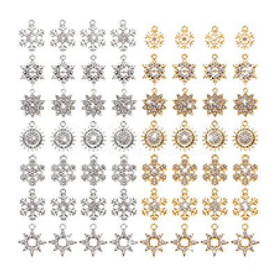 PandaHall Elite 56Pcs 14 Style Alloy Rhinestone Pendants FIND-PH0025-63-1