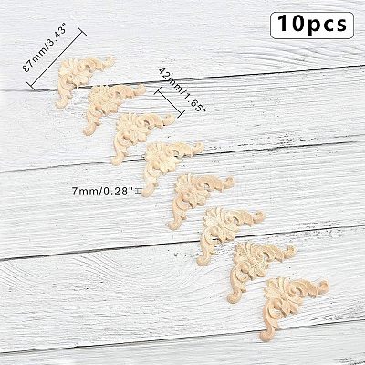Natural Solid Wood Carved Onlay Applique Craft WOOD-FH0001-21-1