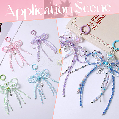 2Pcs 2 Styles Alloy with Glass Seed Bead Pendant Decorations KEYC-SP0001-21A-1