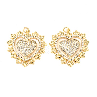 Brass Micro Pave Clear Cubic Zirconia Pendants X-KK-C166-04G-1