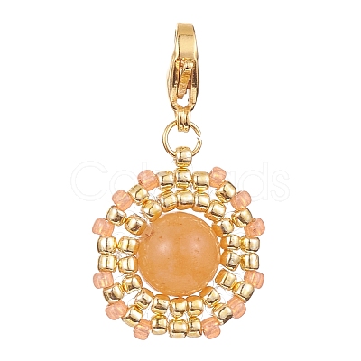 Glass Seed Beads & Gemstone Pendant Decoration HJEW-MZ00034-1