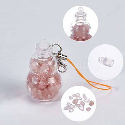 Transparent Glass Wishing Bottle Pendant Decoration HJEW-PH0001-29-1