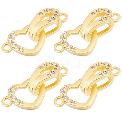 6 Sets Brass Micro Pave Clear Cubic Zirconia Fold Over Clasps KK-BBC0005-70-1